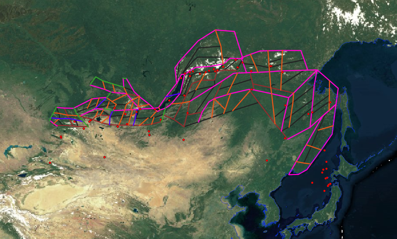 GIS project Lineaments South Siberia region